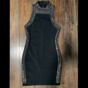 Short gold, black and silver dress